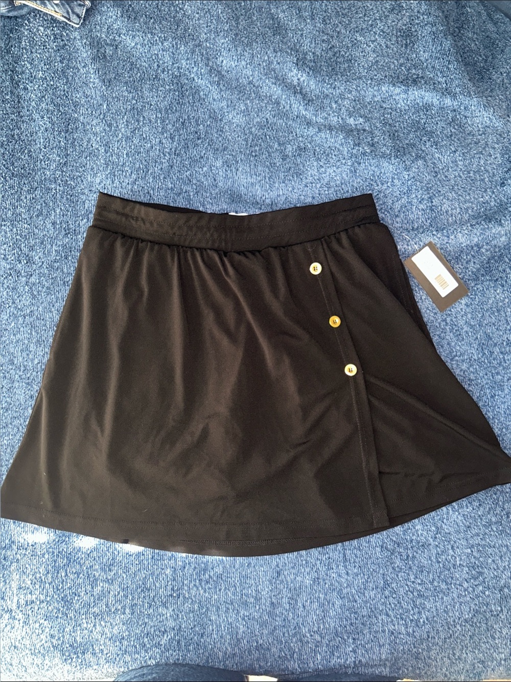 Women’s Black Skort with Button Detail and Pockets